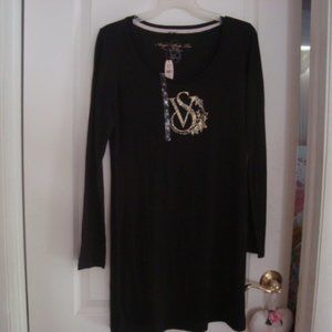 Victoria Secret Black & Gold Sleep Tee Size Small